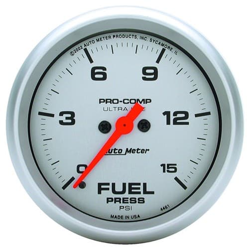 Ultra-Lite 2-5/8" Fuel Press 0-15PSI, Full Sweep Electric Auto Meter - 4461