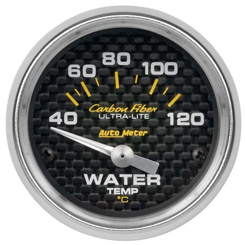 Carbon Fiber 2-1/16 Water Temp 40-120Â°C, Short Sweep Elect Auto Meter - 4737-M