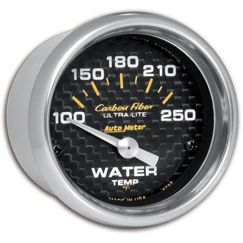 Carbon Fiber 2-1/16 Water Temp 100-250Â°F, Short Sweep Elect. Auto Meter - 4737