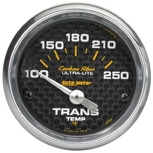 Carbon Fiber 2-1/16 Trans Temp 100-250Â°F, Short Sweep Elect. Auto Meter - 4757