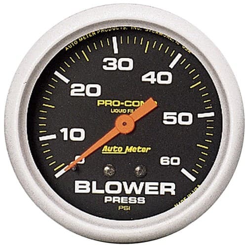 Pro-Comp 2-5/8" Blower Press 60PSI, W/Memory, Liquid Filled Auto Meter - 5403