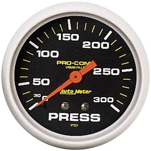 Pro-Comp 2-5/8" Pressure Gauge 0-300PSI, Liquid Filled, Mech Auto Meter - 5423