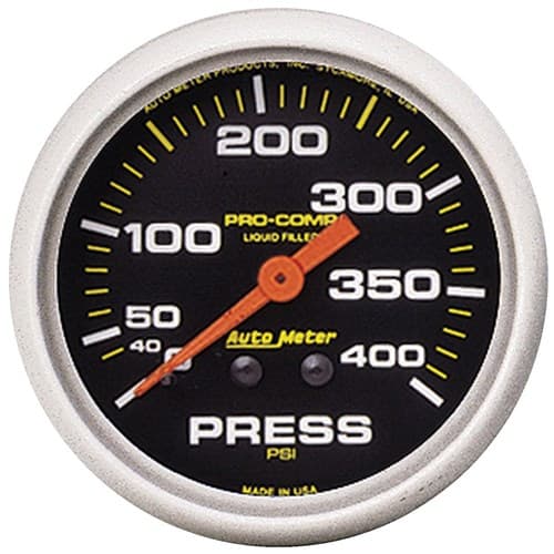 Pro-Comp 2-5/8" Pressure Gauge 0-400PSI, Liquid Filled, Mech Auto Meter - 5424