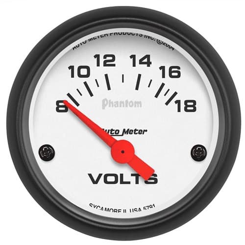 Phantom 2-1/16" Voltmeter 8-18 Volts, Short Sweep Elect. Auto Meter - 5791