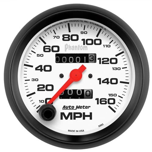 Phantom 3-3/8" Speedo 160 MPH in Dash, Mech. with Trip Meter Auto Meter - 5893
