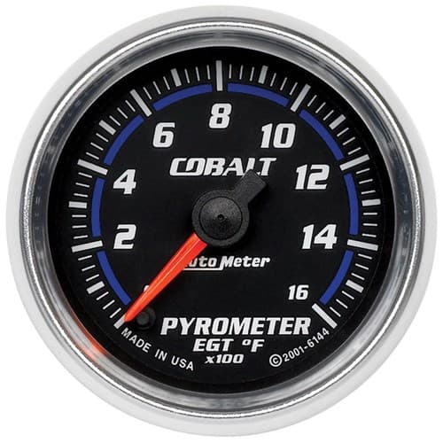 Cobalt 2-1/16" Pyrometer 0-1600Â°F, Full Sweep Electric Auto Meter - 6144
