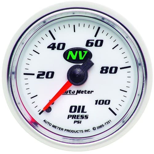 NV Series 2-1/16" Oil Pressure 0-100PSI, Mechanical, 10FT Auto Meter - 7321