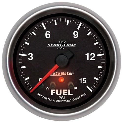 Sport-Comp II 2-5/8 Fuel Press 0-15PSI, Fse, Peak & Warning Auto Meter - 7661