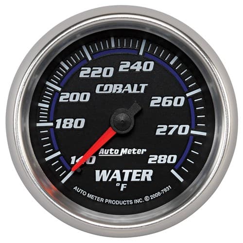 Cobalt 2-5/8" Water Temp Gauge 140-280Â°F, Mechanical, 6FT Auto Meter - 7931