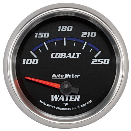 Cobalt 2-5/8" Water Temp Gauge 100-250Â°F, Shorrt Sweep Elect Auto Meter - 7937