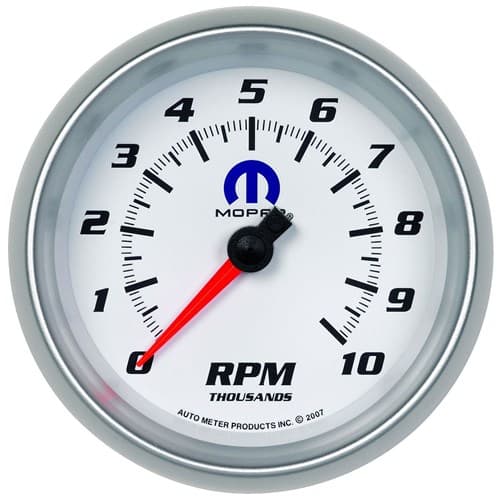 3-3/8" in-Dash Tacho 10,000RPM Blue Mopar Logo, White Face Autometer / 880038