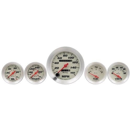 Equus 5-Piece Gauge Kit White Face, Silver Bezel Autometer / EQ8500
