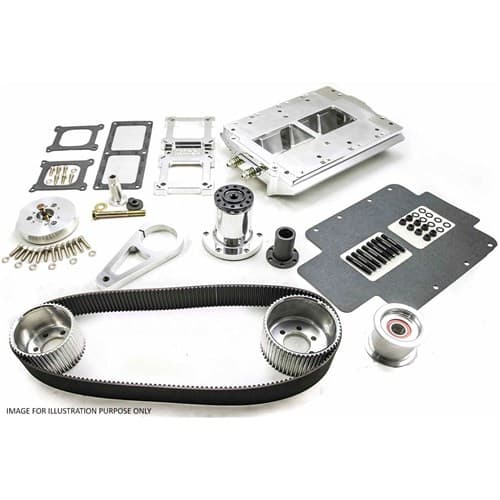LS Blower Kit, Carby, Black Billet Cathedral Port Manifold TBS / 2631-BLK