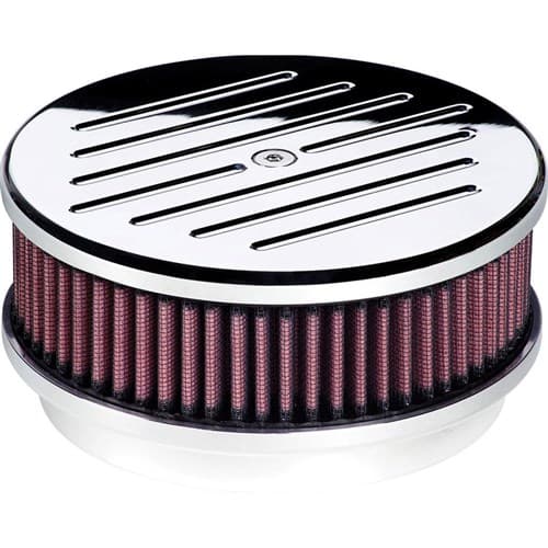 Billet Air Cleaner Round 6-3/8 Ribbed Polished W/KN Element Billet - 15120