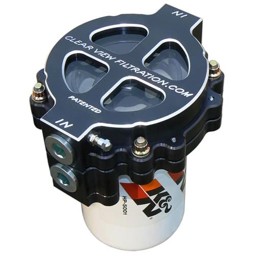 6" Screw-On Oil Filter 115 Mic -12 Ports Black Anodized Clearview - 125-115-B