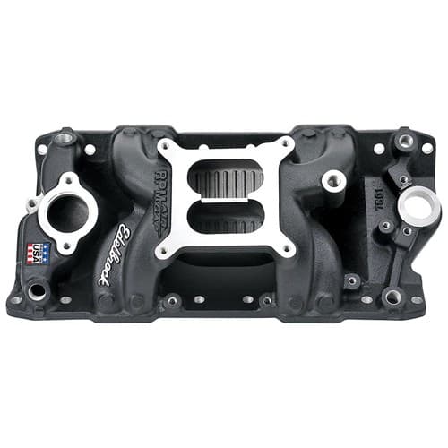 RPM Air Gap Manifold SBC Black Nascar Chevrolet Intake Edelbrock - 75013