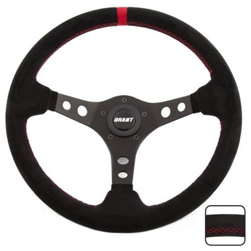 Grant Perf Race 13.75" Wheel 3 Spoke Black Suede, Red Stripe Grant - 695