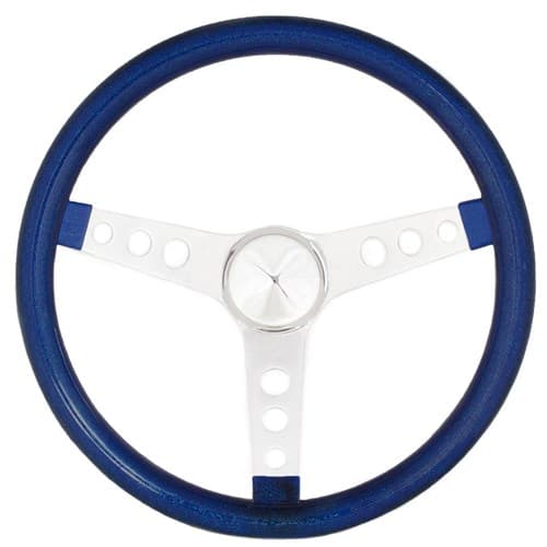 Grant Blue Flake 15" 3 Spoke Chrome Drilled Steering Wheel Grant - 8466