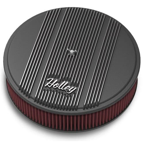 Holley Finned 14"X3 Air Filte Black with Holley Logo Holley - 120-153