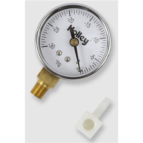 2" Vacuum Gauge 0-30 HG Chrome Chrome. 1/8 NPT Brass Fitting Holley - 26-501
