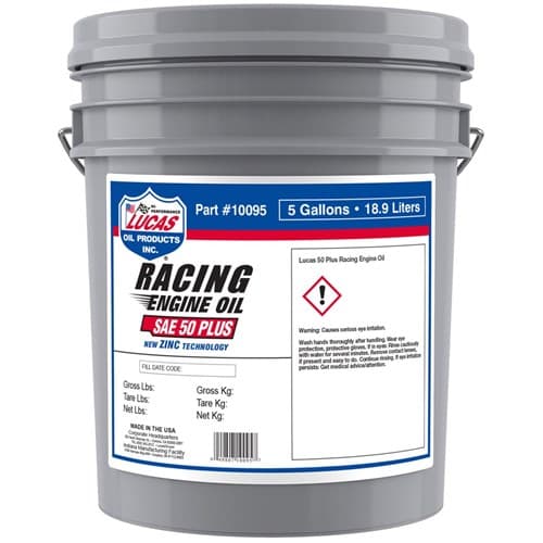 Racing Engine Oil SAE 50 Plus 5 Gallon / 18.9L Lucas Oil Products - 10095