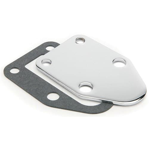 SBC Chev Fuel Pump Block Off Plate Chrome. 265-400 Chev MRG - 1515