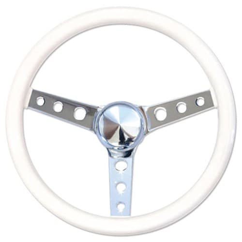 Moon 13-1/2 White Vinyl 3 Hole Spoke 3" Dish Mooneyes - GS250PW