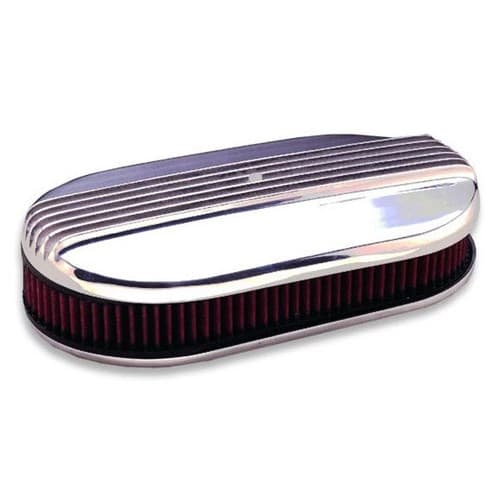Moon Oval Finned Air Cleaner Alum Polish Single 4BBL 15x8x3 Mooneyes - MP710