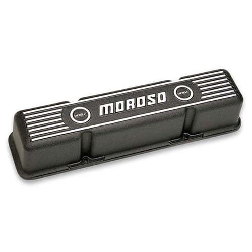 SB Chev Tall Black Valve Cover Black Epoxy Aluminium Moroso - 68411