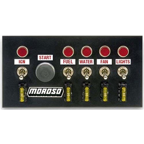 Drag Race Switch Panel Start Button & 5 On/Off 4"X7.75" Moroso / MO74131