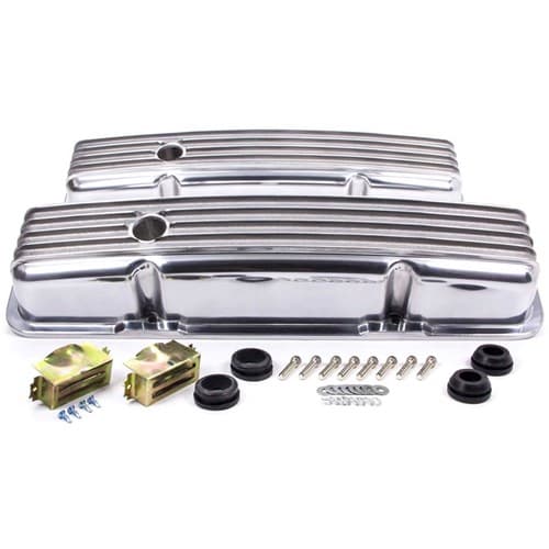 Finned Valve Covers, SBC Short Cast, Polished, with Holes RPC - R6186