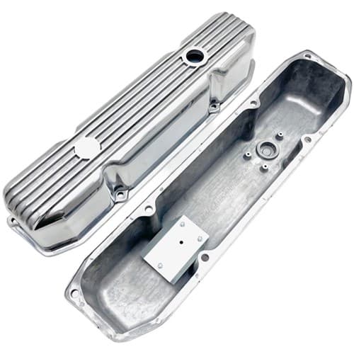 BB Mopar 383-440 Valve Covers Finned Polished. 4" Tall RPC - R7692