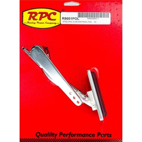 Gas Pedal W/Rubber Insert Manu Polished Alum Pad W/Steel Arm RPC - R8601POL