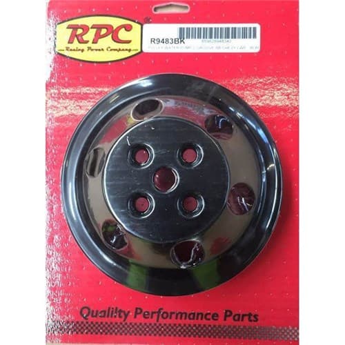 Black Water Pump Pulley SBC Double Long Water Pump Alum RPC - R9483BK