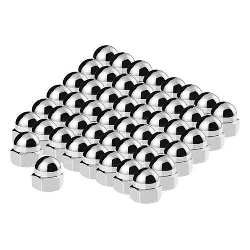 Chrome Flathead Headbolt Cover 50PK Dress Up Acorn 11/16 Flat UPI - 10021M50