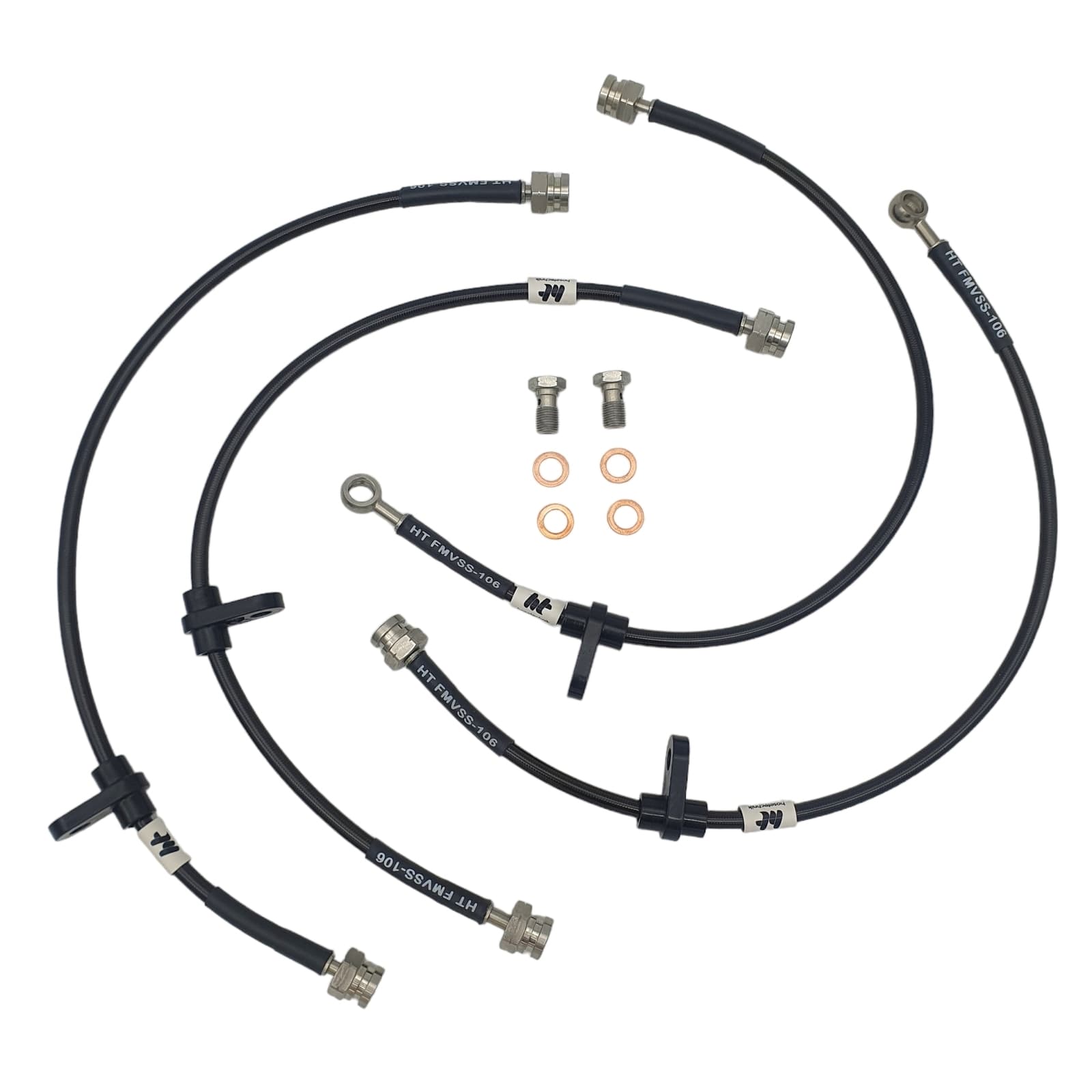 Mitsubishi Lancer EVO X Hosetechnik Braided Brake Hose Kit - Full car set of hoses includes all brackets and bolts