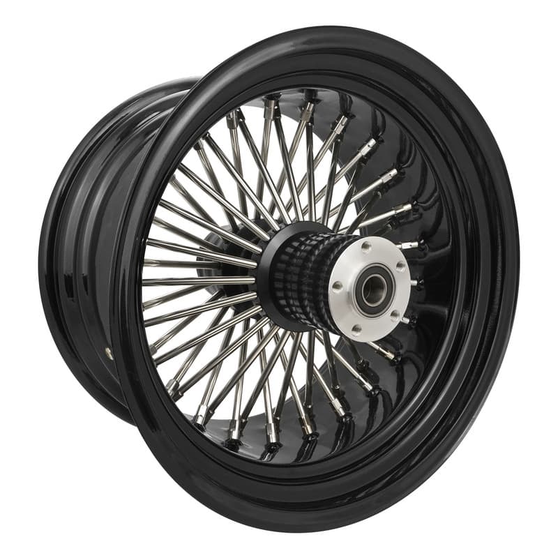 Attitude Inc Wheel, Rear, MaxSpoke, Black/Chrome Spoke. For Harley-Davidson , 18 in. x 10.5 in, 1" Axle, Each