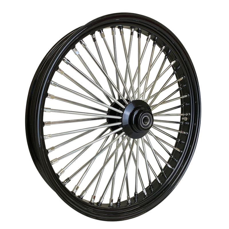 Attitude Inc Wheel, Front, MaxSpoke, Black/Chrome Spoke, For Harley-Davidson , 21 x 3.5 Single Disc, 25mm Axle, Each