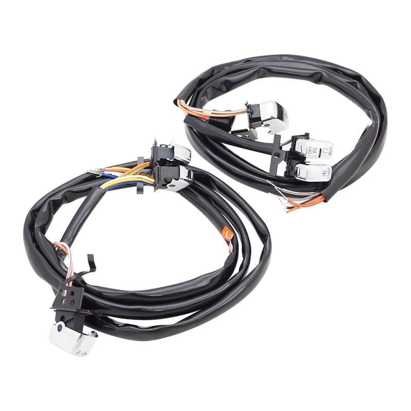Attitude Inc Handlebar Switch Wiring Kit, Chrome Black lettering, 48 Inch Loom, for Harley ,1996 to 2006 , kit