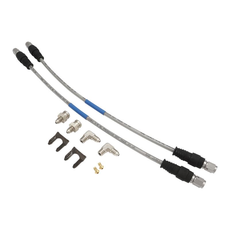 Proflow Brake Hose Kit, Stainless Steel Braided PTFE Hose, ADR App, Suit Wilwood Calipers, For Chevrolet 55-57, Or Universal 16 in 400mm, Pair
