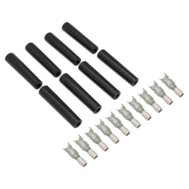 Proflow SuperMax 8mm ignition lead kit — 8 straight boots, 10 terminals, laid out flat.