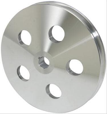 Proflow Power Steering Pulley, V-belt Style, Single Groove, Type 2 Pump .665in Press Fit, 5.80 in. O.D, Chev, Aluminum Polished,