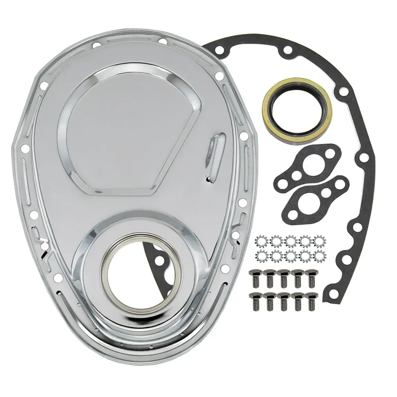Proflow Timing Chain Cover Kit, SB For Chevrolet with Seal / Gaskets / Hardware (Chrome Steel)