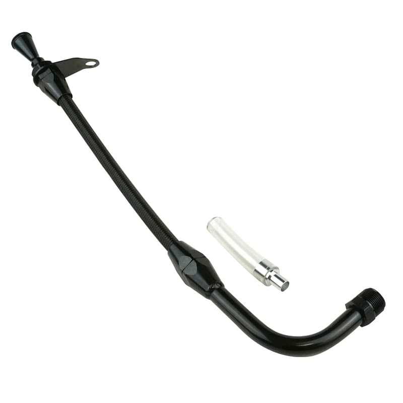 Proflow Transmission Dipstick, Braided Stainless Black, Billet Handle, Transmission Mount, For Ford C-4, C10, Pan-Fill, Each