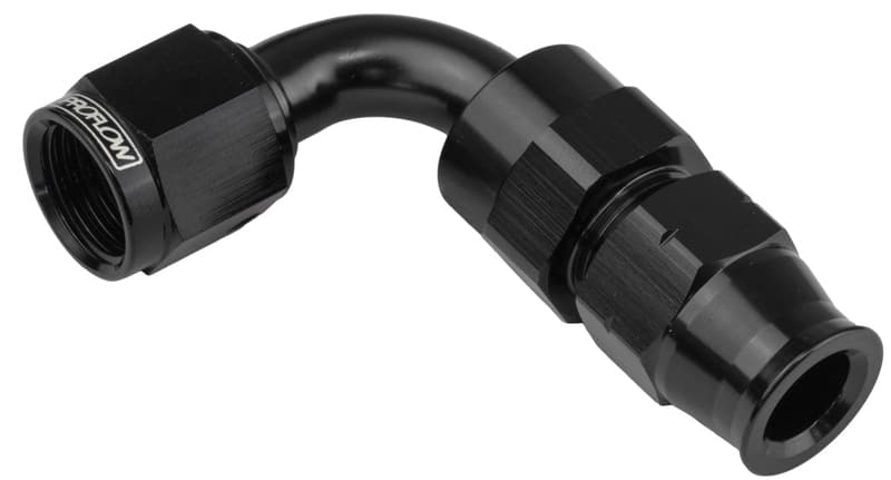 Proflow 5/8in. Tube 90 Degree To Female -10AN Hose End Tube Adaptor, Black