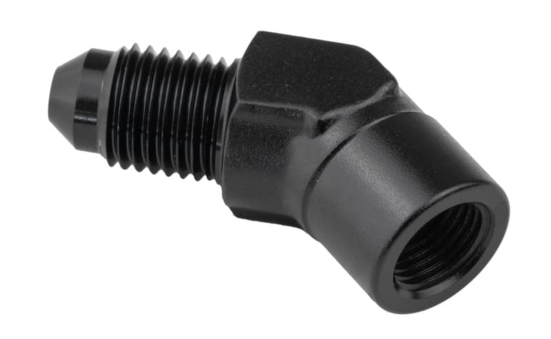 Proflow Female Adaptor 45 Degree Adaptor 1/8in. NPT To Male -03AN, Black