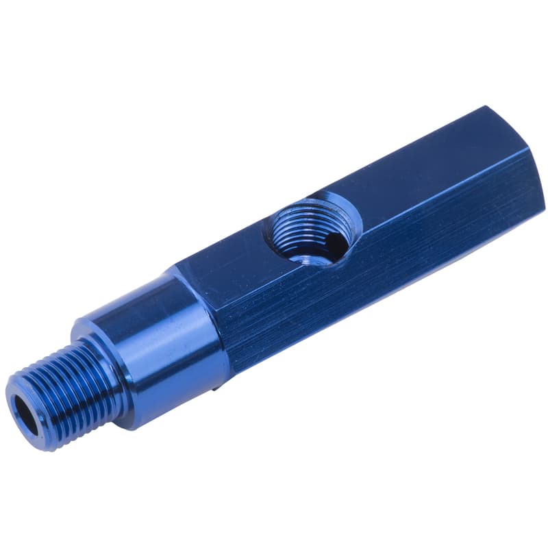 Proflow Gauge Adapter, Oil Pressure Sending Extension 1/8in. Bsp To 1/8in. NPT On Side, Black
