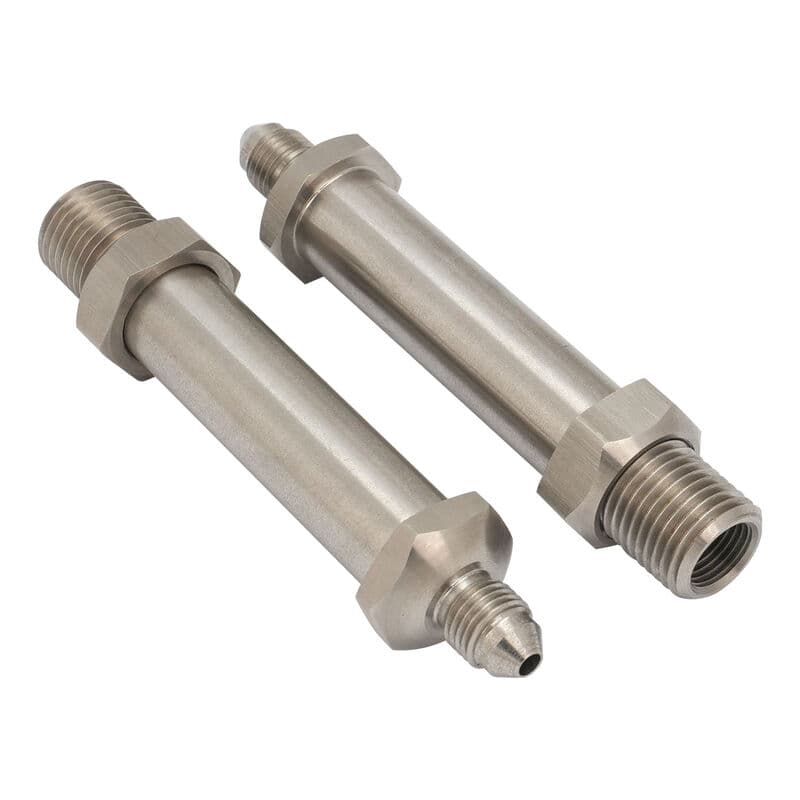 Proflow Stainless Steel Through Frame Hose End Bulkhead 2.560 Max Rail Width, .560in Hole  1/8in. NPT id  To -03AN Male, Sold In Pairs