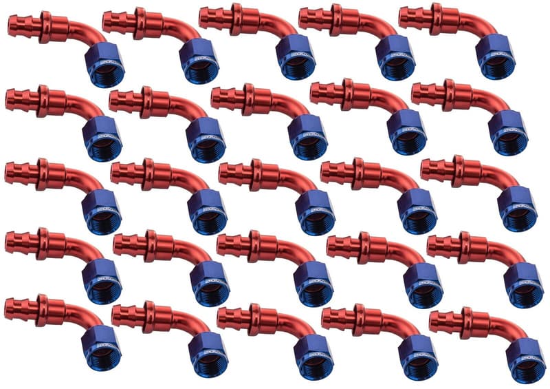 Proflow Bulk Pack 90 Degree Push On Hose End -08AN, 25pc