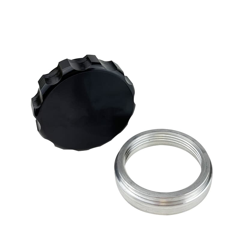 Proflow Weld On Female Bung & Male Cap Assembly Aluminium 1.5in, Black